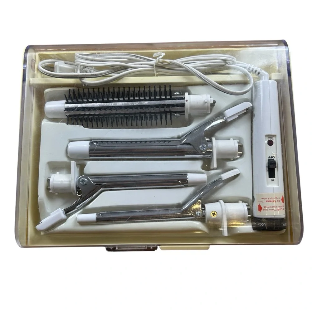 Vintage Windmere Four Way Curls Hair Styling System Curling Irons + Brush